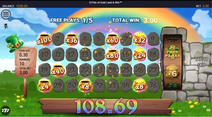9 pots of gold and land win